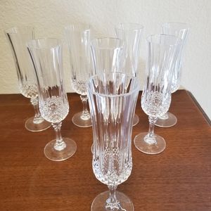 8 Crystal Champagne Flutes
